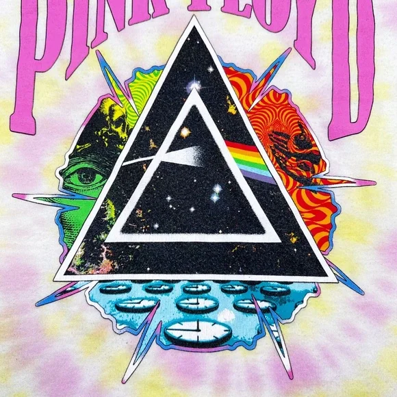 Pink Floyd Women’s Fitted Tie Dye Long Sleeve T-Shirt Scalloped Edges Sz M - Picture 3 of 8
